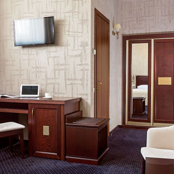 Writing two-sided table, Orion chair, chair, shoe cabinet, built-in wardrobe with a mirror &mdash; a series of luxury hotel furniture Holly.