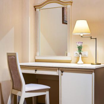 Photo of dressing table, mirrors Victoria, chair Orion from series of furniture Voyage