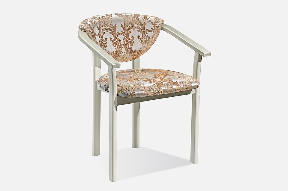 Photo of natural wood armchair with Alexis armrests made of solid alder or ash &mdash; ivory enamel color